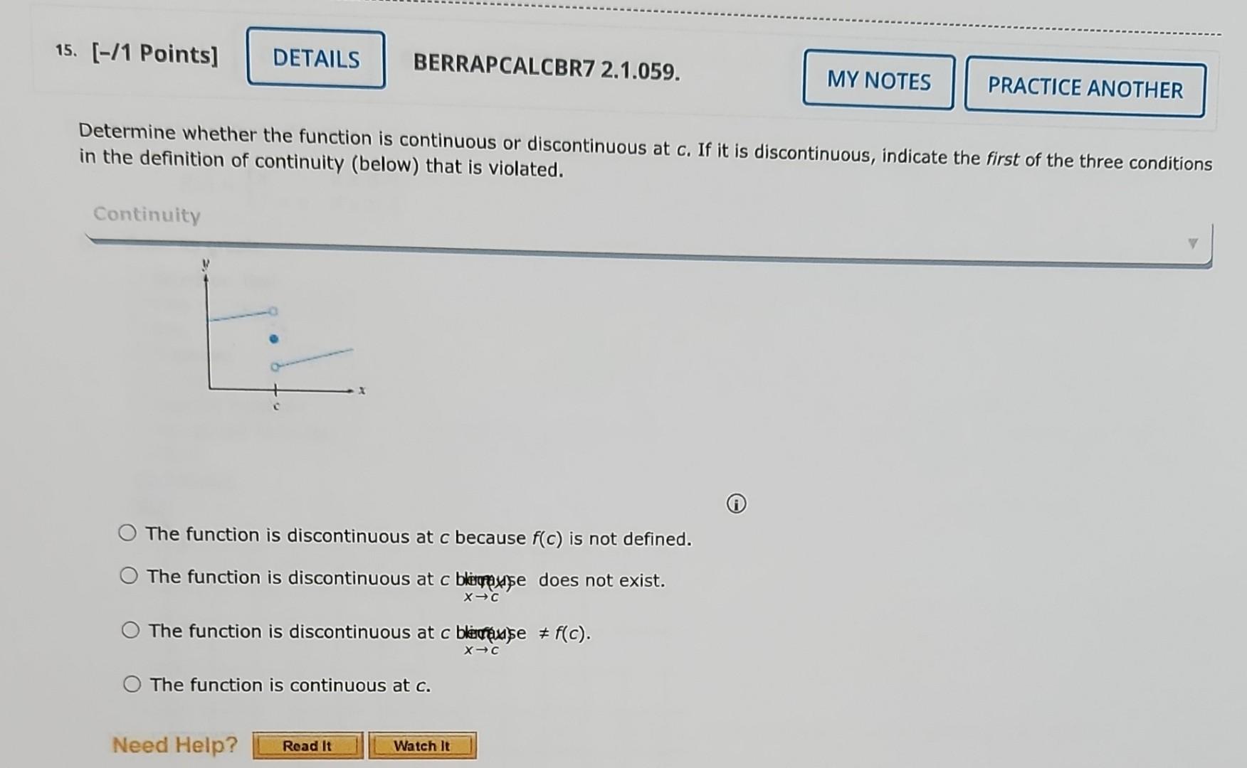 Solved Determine whether the function is continuous or | Chegg.com