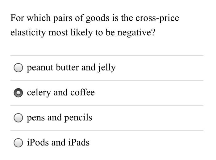 Solved For Which Pairs Of Goods Is The Cross-price | Chegg.com