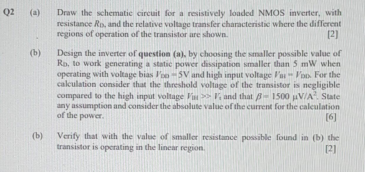 Solved Q2 (a) Draw the schematic circuit for a resistively | Chegg.com