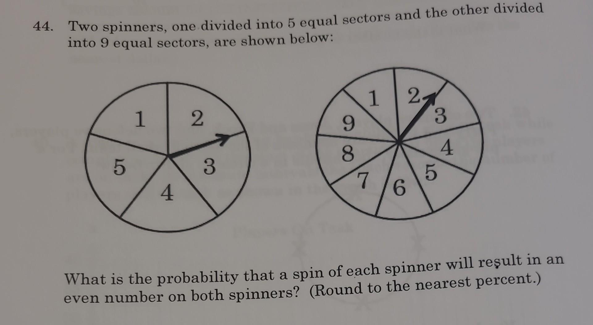 Solved 4. Two Spinners, One Divided Into 5 Equal Sectors And | Chegg.com