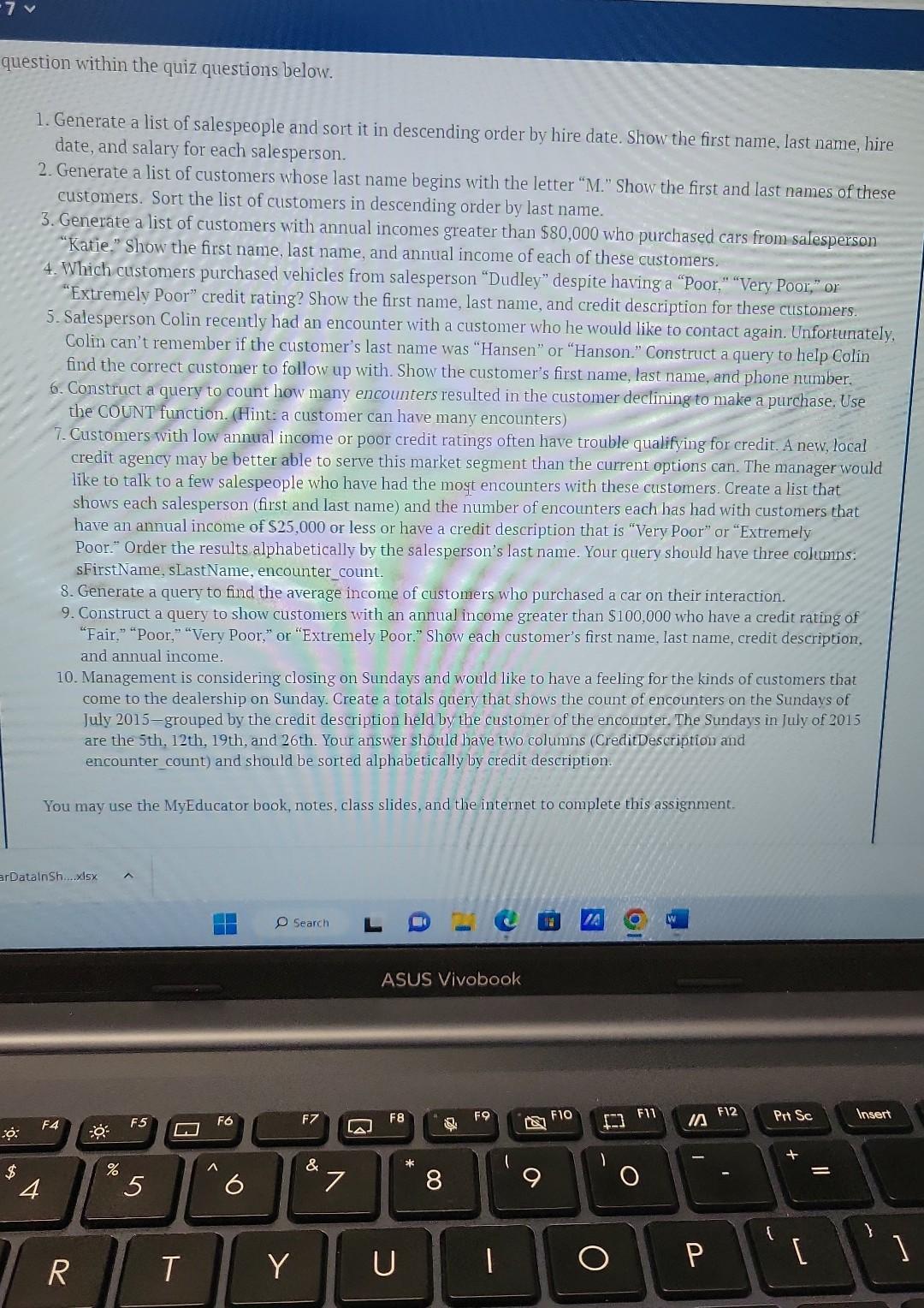 Solved 1 Generate A List Of Salespeople And Sort It In Chegg