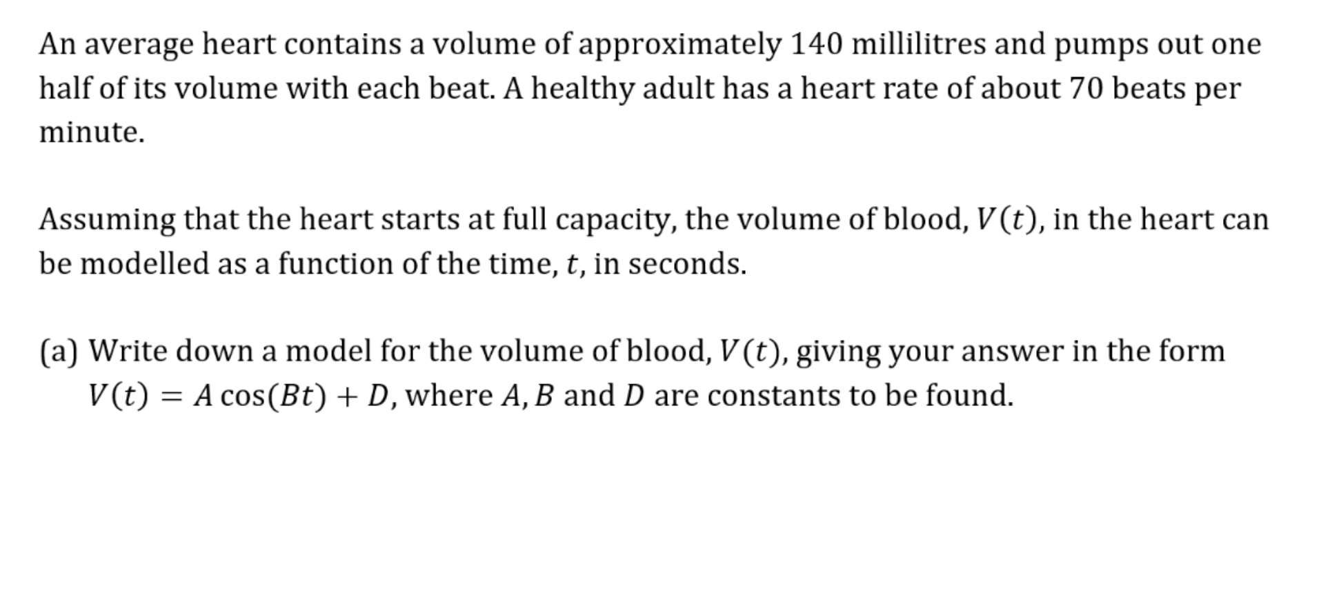 Solved An average heart contains a volume of approximately | Chegg.com