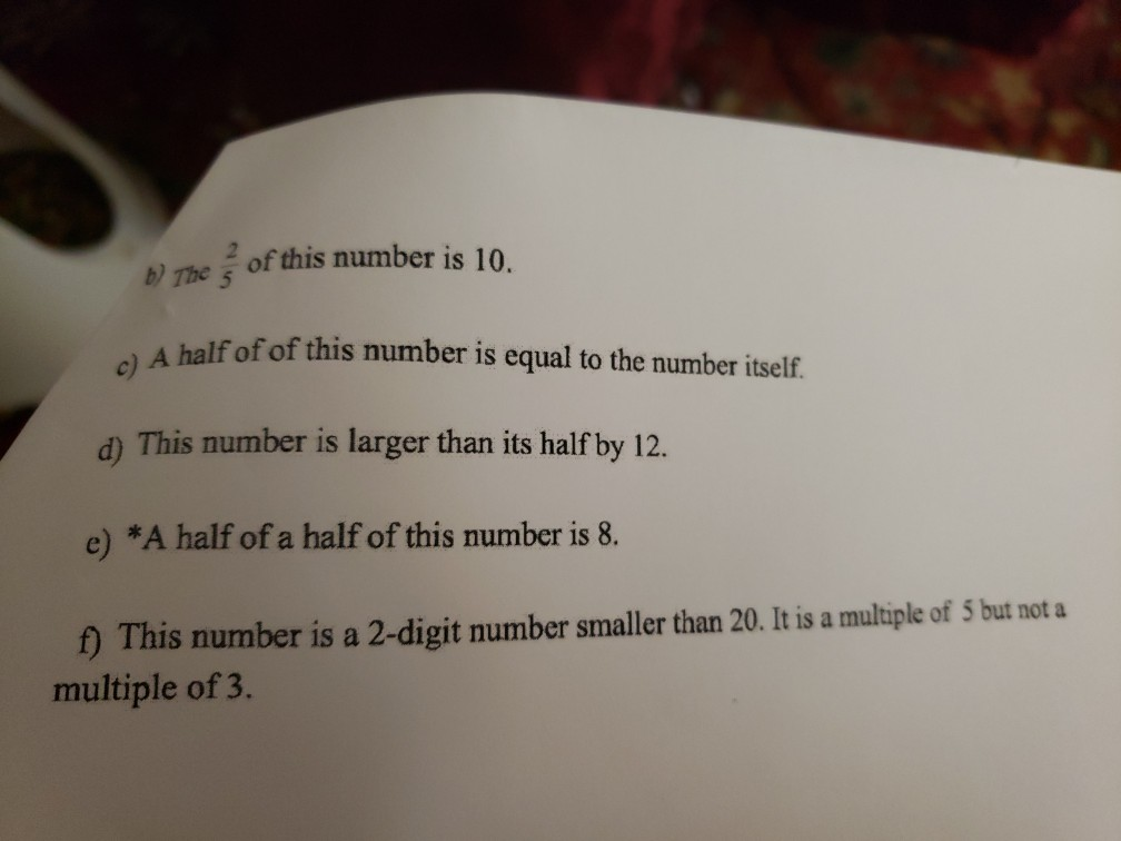 Solved C A Half Of Of This Number Is Equal To The Number Chegg Com