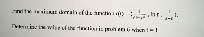 Solved Find the maximum domain of the function r(t) = Wo-cz | Chegg.com