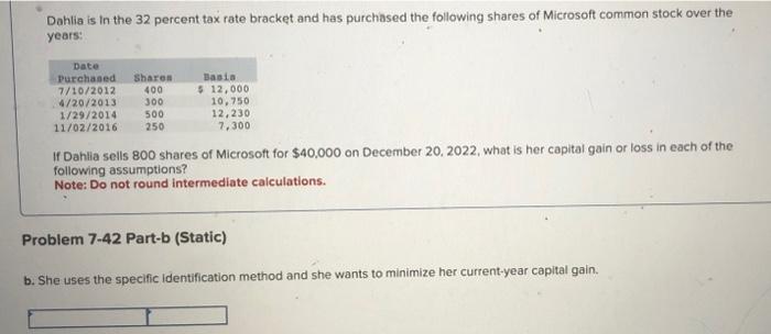 Solved Dahlia Is In The 32 Percent Tax Rate Bracket And Has | Chegg.com