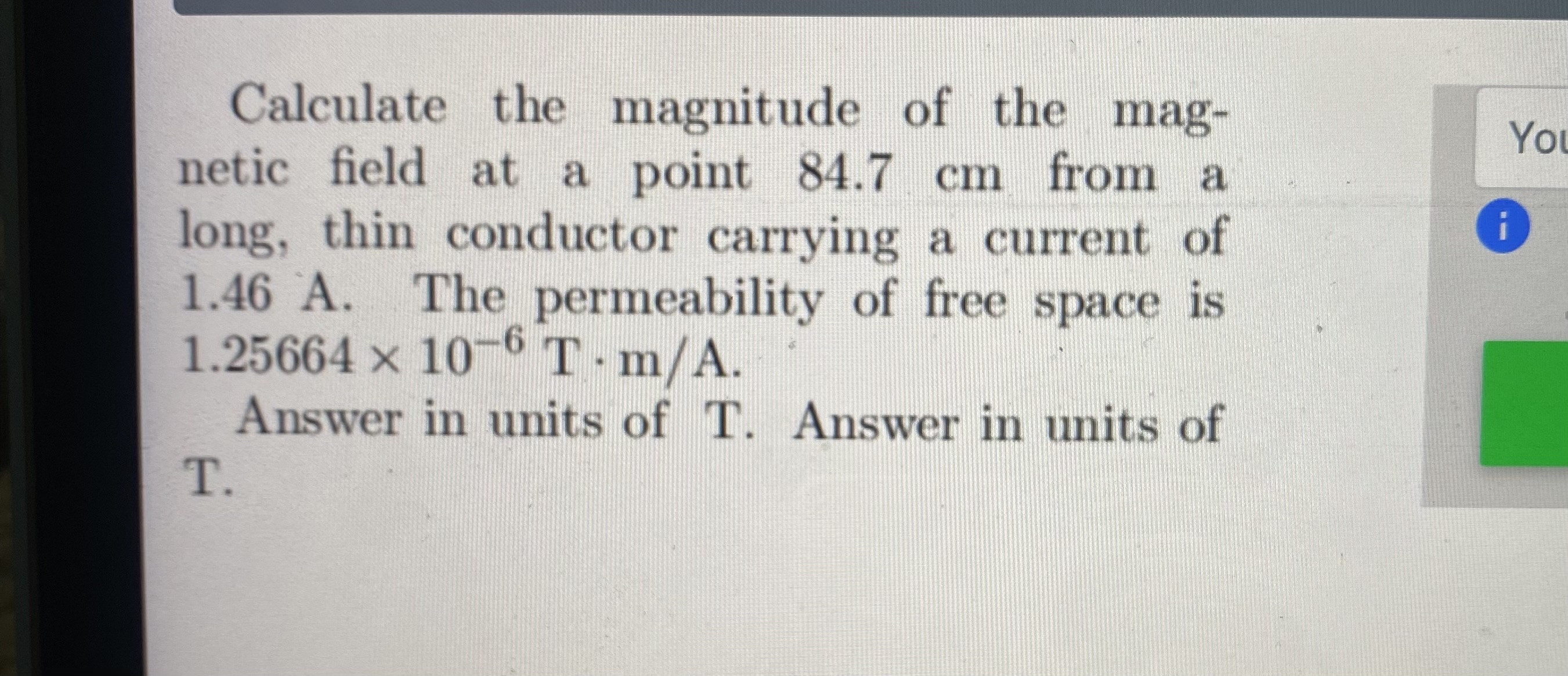 Solved Calculate the magnitude of the magnetic field at a | Chegg.com