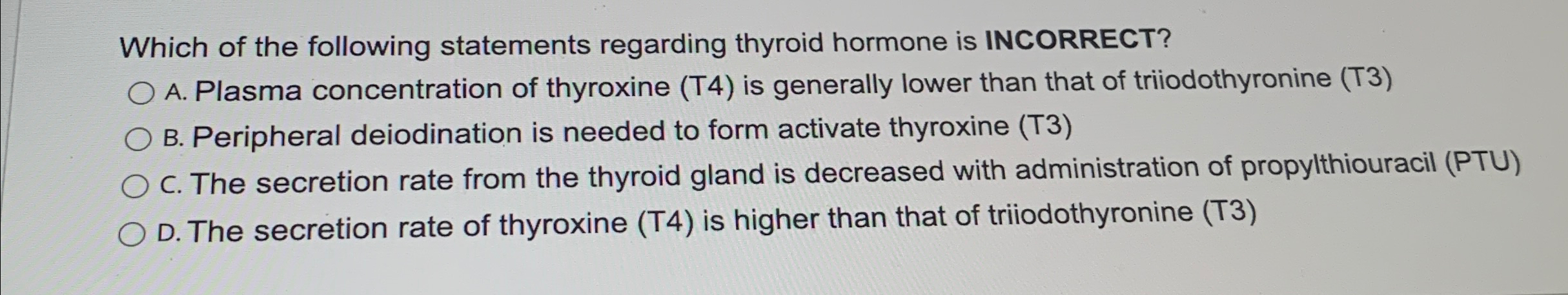 Solved Which of the following statements regarding thyroid | Chegg.com