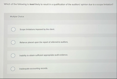Solved Which of the following is least likely to result in a | Chegg.com