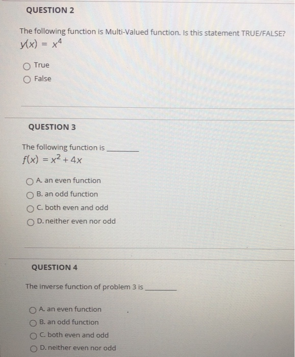 Solved QUESTION 2 The following function is Multi-Valued | Chegg.com
