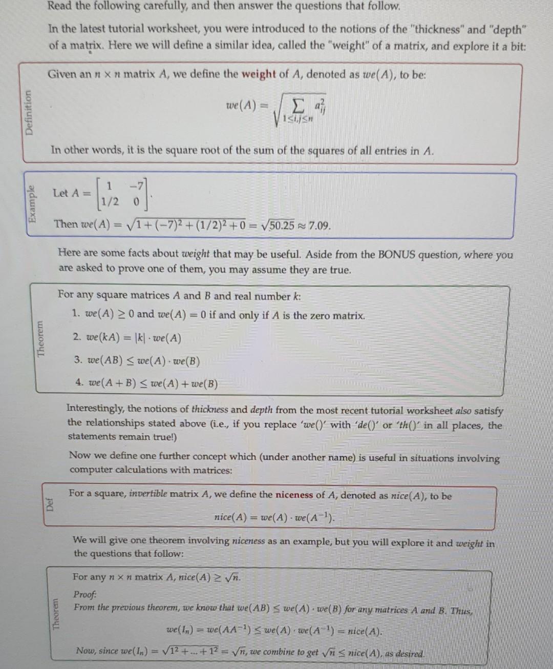 Solved Read the following carefully, and then answer the | Chegg.com