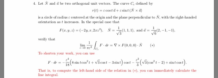 Solved 4 Let N And A Be Two Orthogonal Unit Vectors The Chegg Com