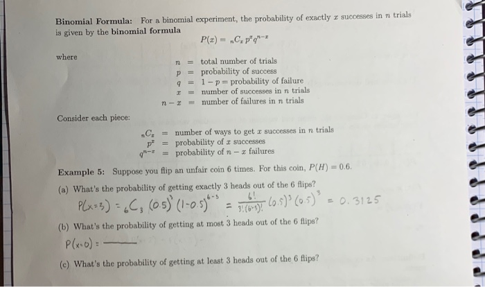 formula of binomial experiment