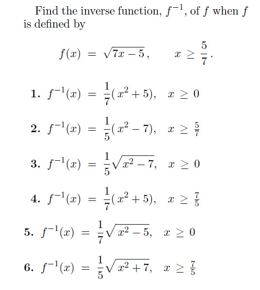 Find The Inverse Function F 1 Of F When F Is Chegg Com