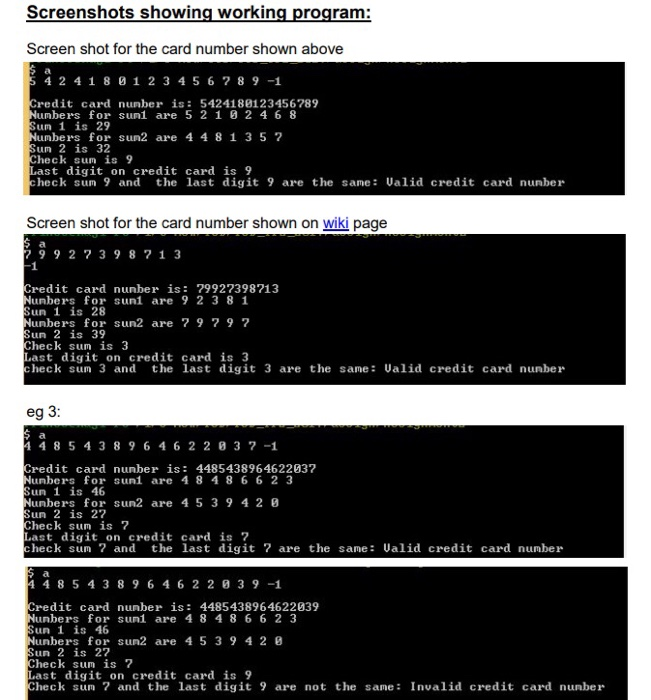 Solved Problem Some credit card companies use Luhn algorithm | Chegg.com