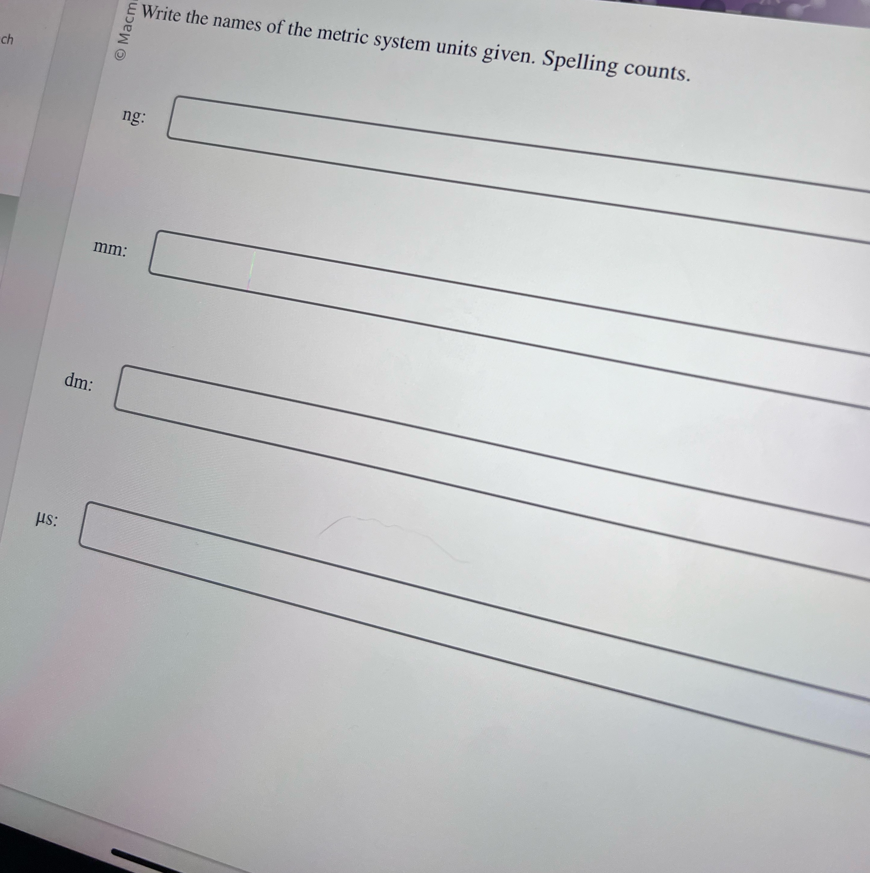 Solved ∑0E ﻿Write the names of the metric system units | Chegg.com