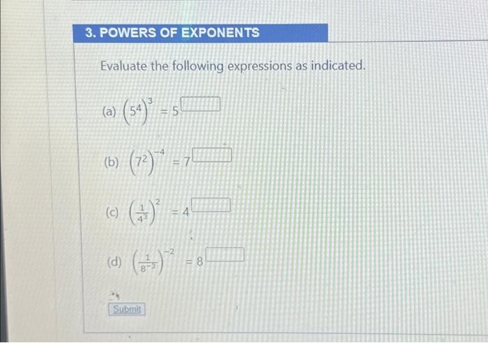 Solved Evaluate the following expressions as indicated. (a) | Chegg.com
