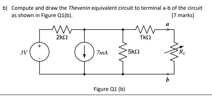 Solved b) Compute and draw the Thevenin equivalent circuit | Chegg.com