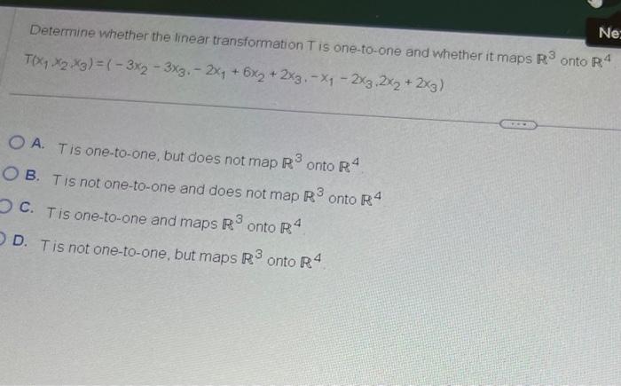 Solved Determine whether the linear transformation T is | Chegg.com