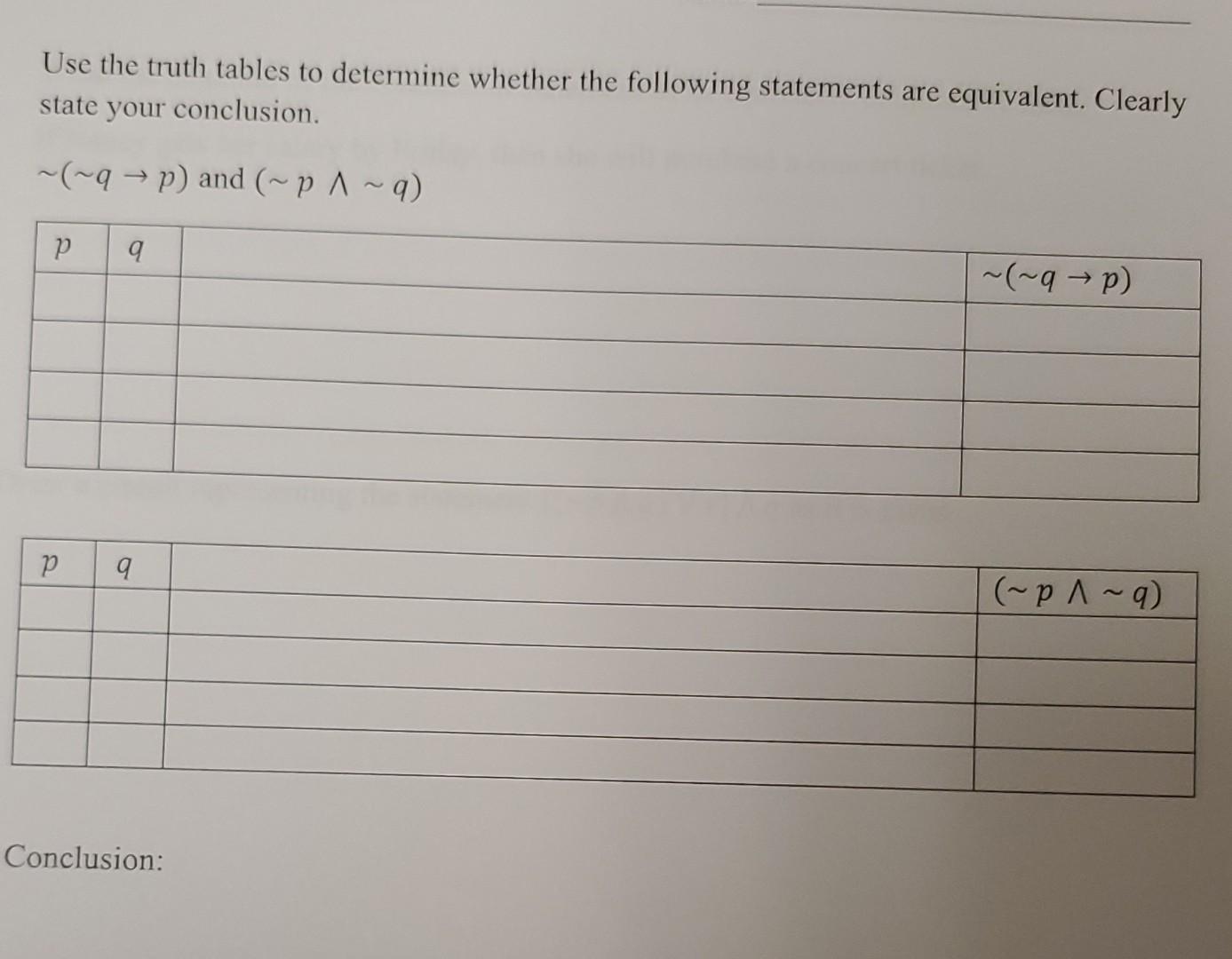 Solved Use The Truth Tables To Determine Whether The Chegg Solved Use The Truth Tables To Determine Whether The Chegg