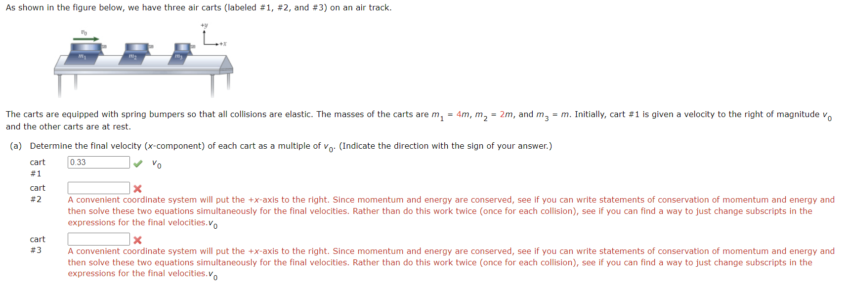 Solved As Shown In The Figure Below, We Have Three Air Carts | Chegg.com