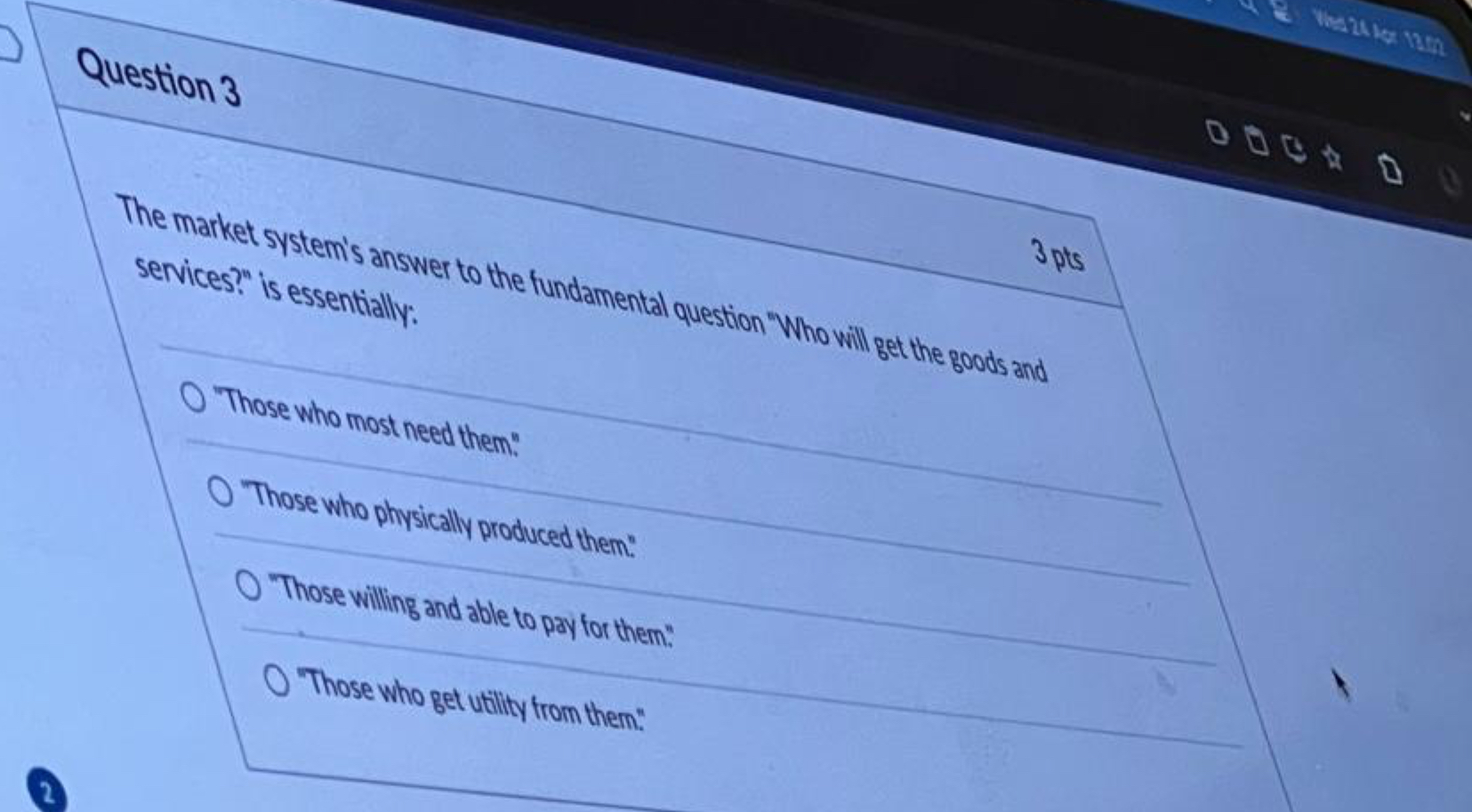 Solved Question 33 ﻿ptsThe market system's answer to the | Chegg.com