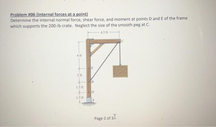 Solved Problem #06 (Internal forces at a point) Determine | Chegg.com