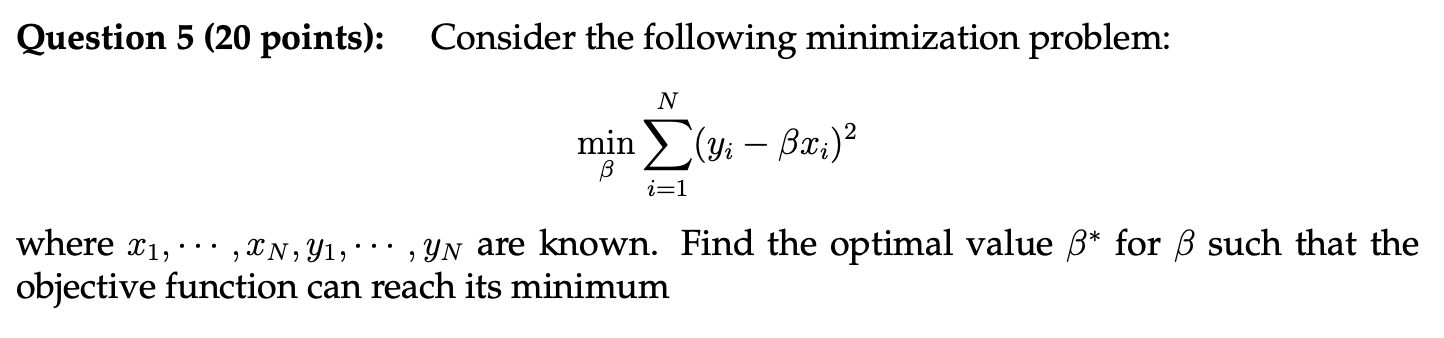 Solved Question 5 (20 ﻿points):Consider the following | Chegg.com
