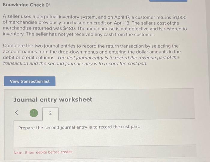 Solved A seller uses a perpetual inventory system, and on | Chegg.com