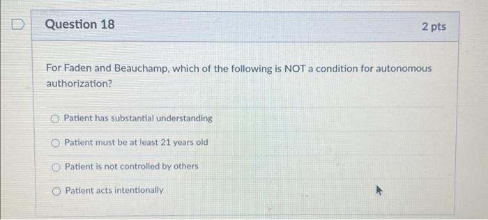 For Faden and Beauchamp, which of the following is | Chegg.com