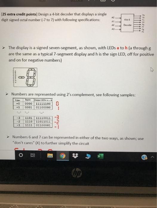 Solved 25 extra credit points) Design a 4-bit decoder that | Chegg.com