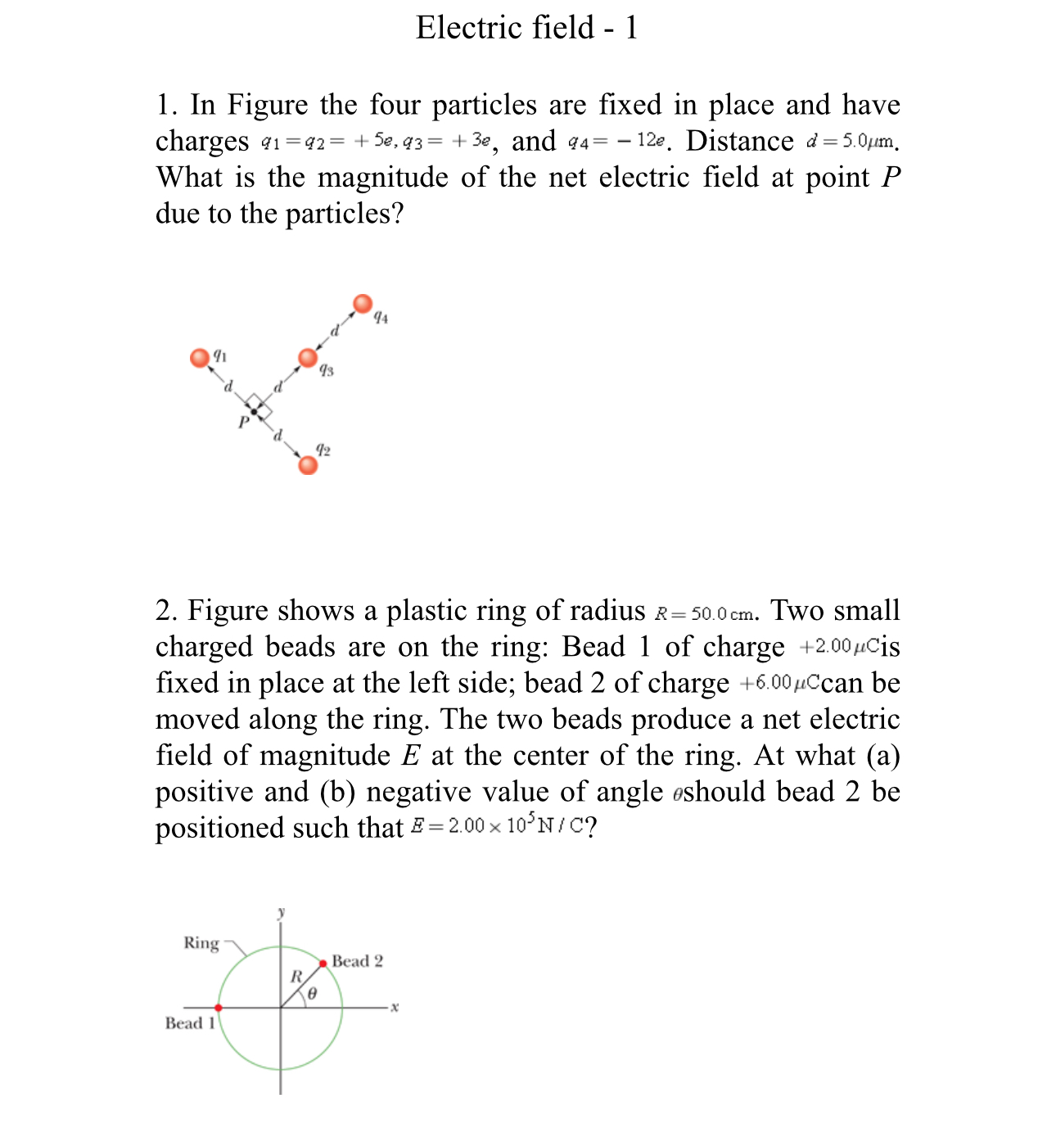 Solved Electric field - 1In Figure the four particles are | Chegg.com
