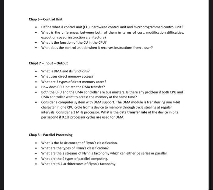 Solved Chap 6 Control Unit Define what is control unit