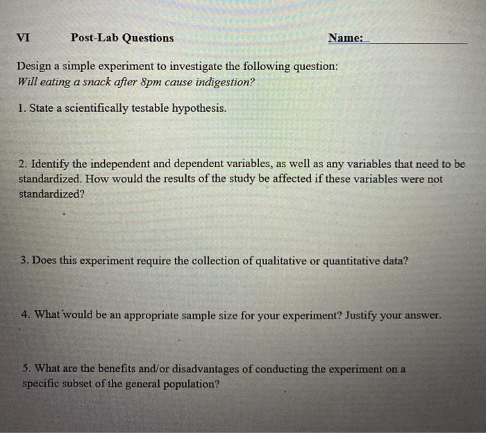 Solved VI Post-Lab Questions Name: Design a simple | Chegg.com