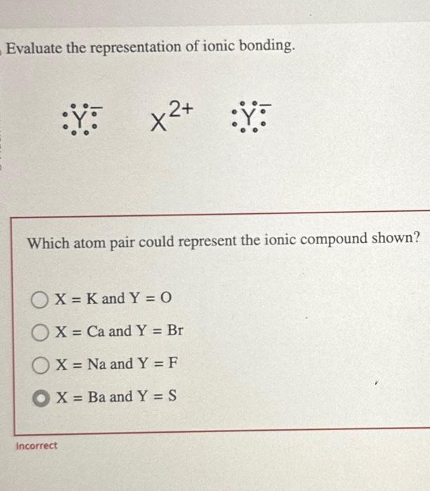 Which Atom Pair Could Represent the Ionic Compound Shown-Bond Type Analysis