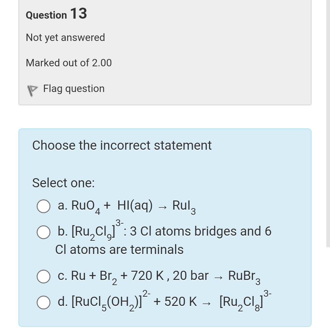 Solved Question 11 Not yet answered Marked out of 2.00 P | Chegg.com