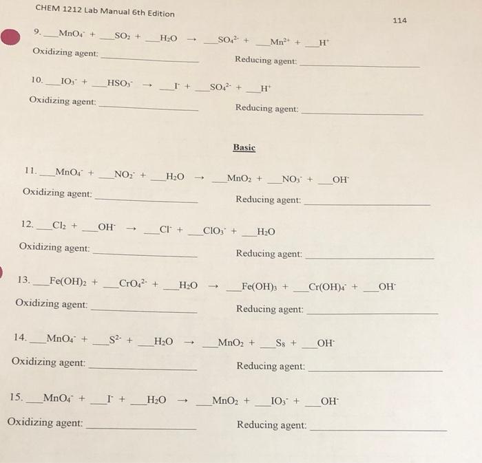 Solved Procedure: For Each Of The Redox Reactions Given 