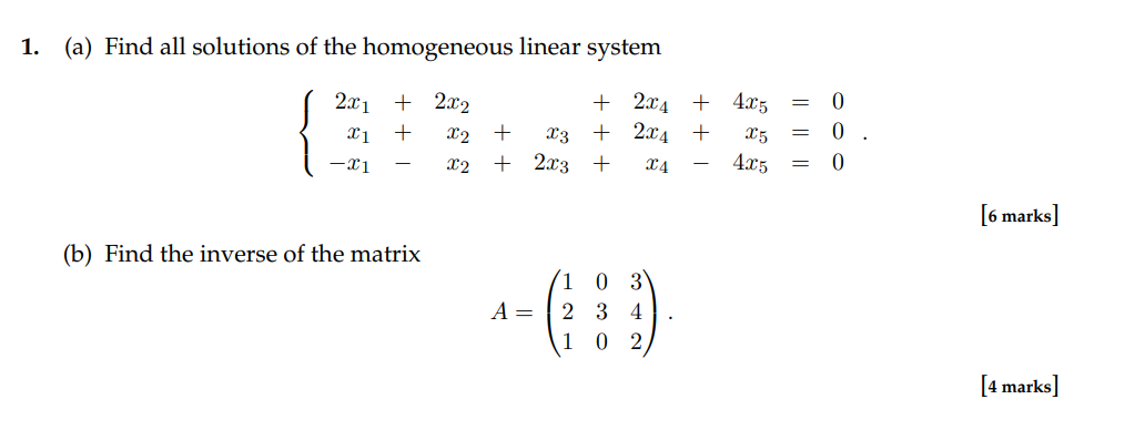 Homogenous Matrix Example Solved (a) Find all solutions of the homogeneous linear | Chegg.com
