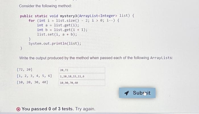 Solved Consider The Following Method: Public Static Void | Chegg.com