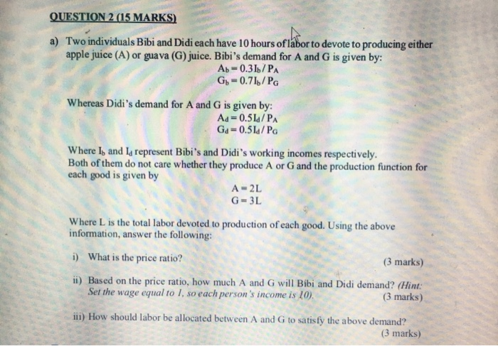 Solved Question 2 15 Marks A Two Individuals Bibi And