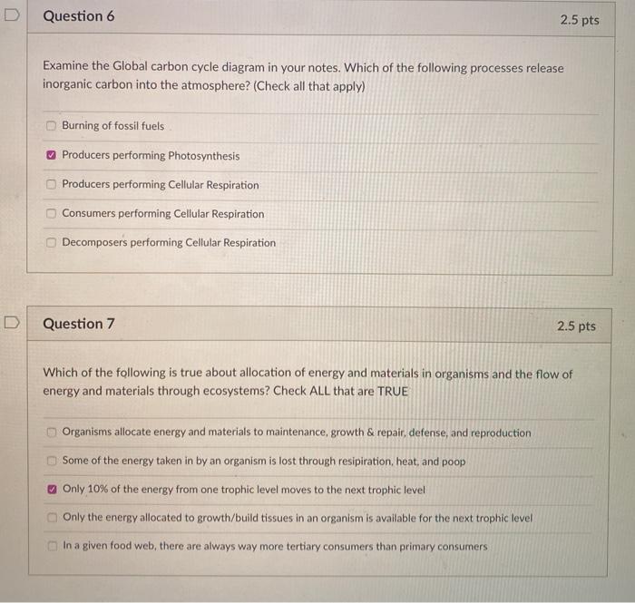 Solved Question 6 2.5 pts Examine the Global carbon cycle | Chegg.com