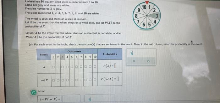 Solved A wheel has 10 equally sized slices numbered from 1 | Chegg.com