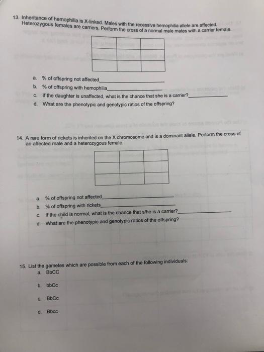 Solved 13. Inheritance of hemophilia is X-linked, Males with | Chegg.com