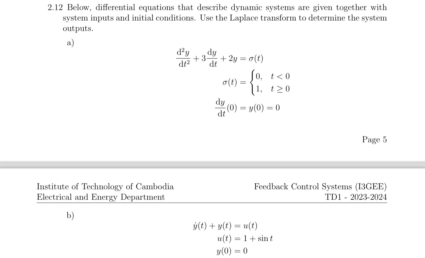 2.12 ﻿Below, differential equations that describe | Chegg.com