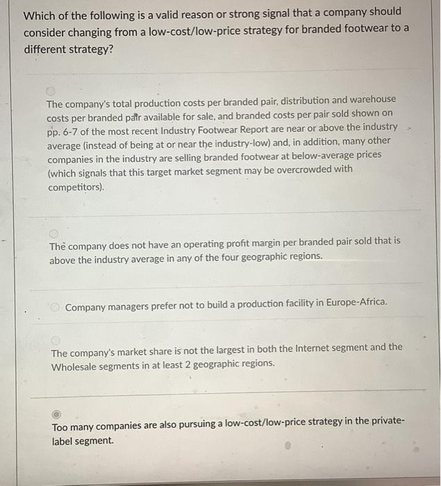 Solved Which of the following is a valid reason or strong | Chegg.com