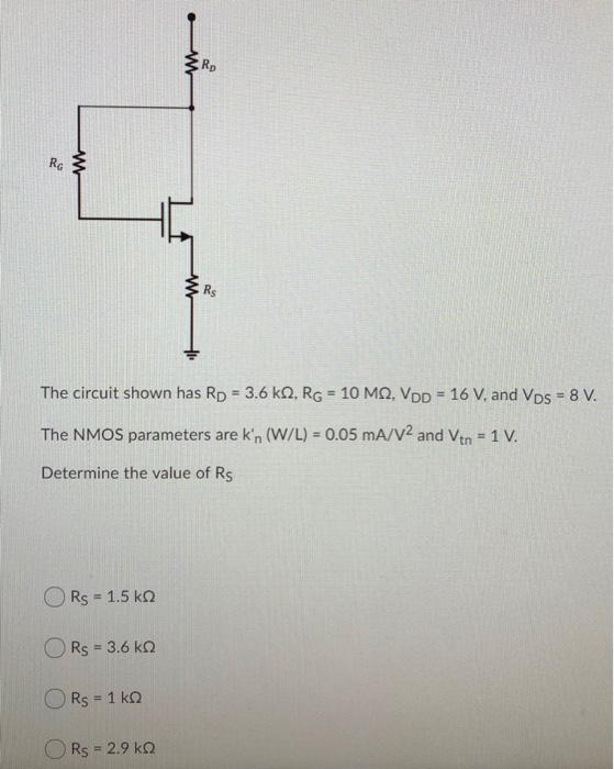 Solved Rp Rg Rs 3 6 Kq Rg 10 Mq Vdd 16 V And Vps 8 V Chegg Com