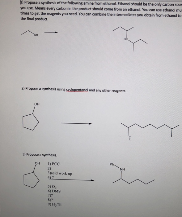 Solved 1) Propose a synthesis of the following amine from | Chegg.com