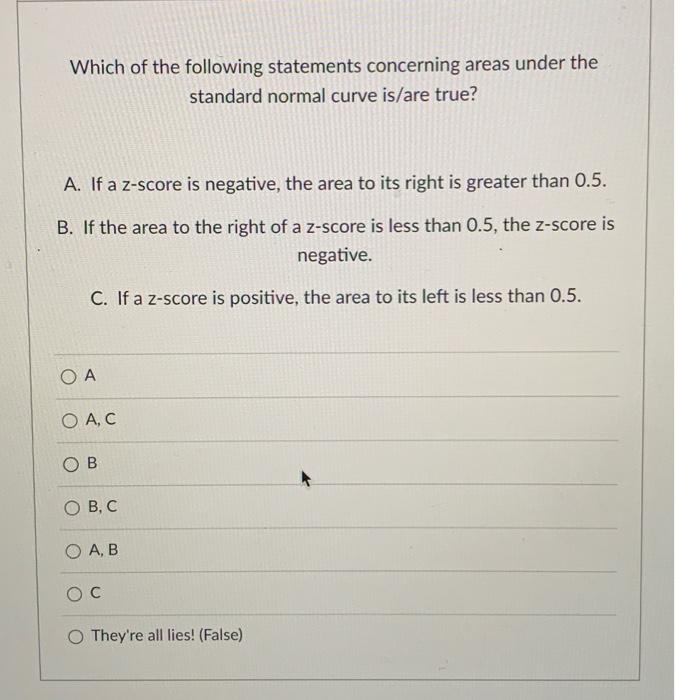 Solved Which of the following statements concerning areas | Chegg.com
