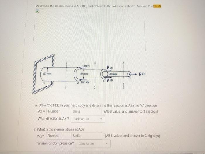 Solved Determine The Normal Stress In Ab Bc And Cd Due T Chegg Com