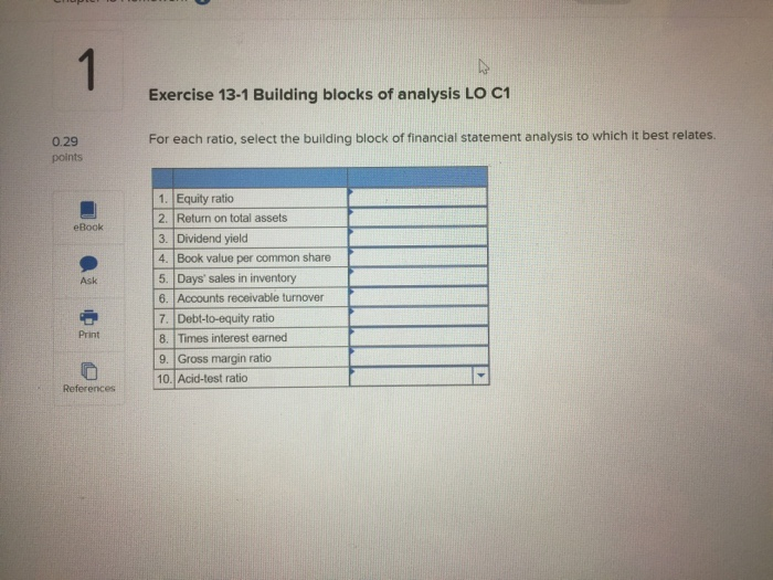 Solved Exercise 13-1 Building blocks of analysis LO C1 For | Chegg.com