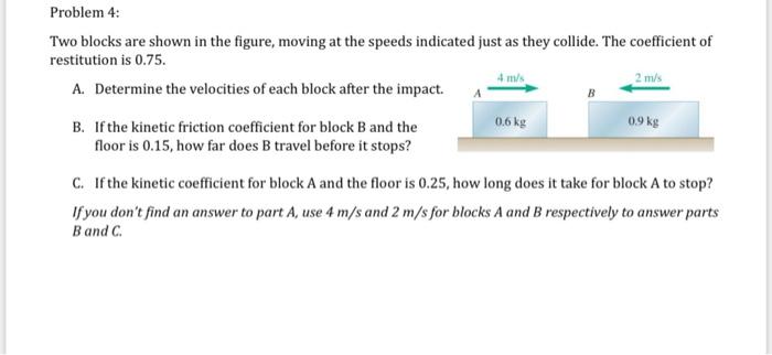 Solved Two blocks are shown in the figure, moving at the | Chegg.com
